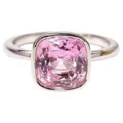 GIA Certified 11 Carat Bubble Gum Pink Sapphire Bezel Set Solitaire Ring