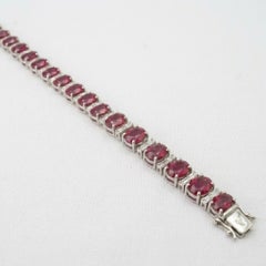 GIA Certified 11 Carat Burma Ruby Diamond Platinum Tennis Bracelet