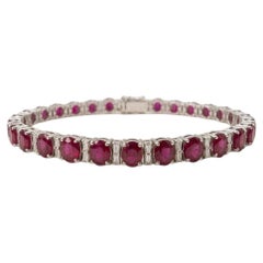 GIA Certified 11 Carat Burma Ruby Diamond Platinum Tennis Bracelet
