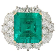 GIA Certified 11 Carat Colombian Emerald and Diamond Ring