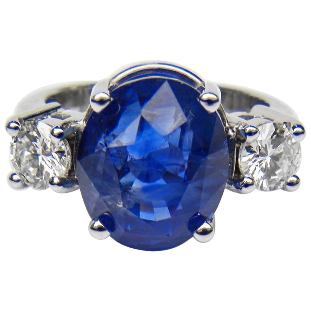 GIA Certified 11.00 Carat Cornflower Blue Unheated Sapphire and Diamond Ring