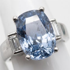 GIA Certified 11 Carat Cushion Cut Ceylon Sapphire Diamond Platinum Ring