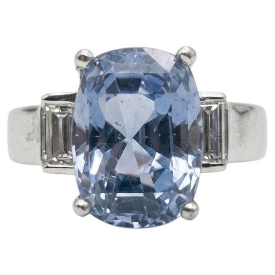 GIA Certified 11 Carat Cushion Cut Ceylon Sapphire Diamond Platinum Ring For Sale