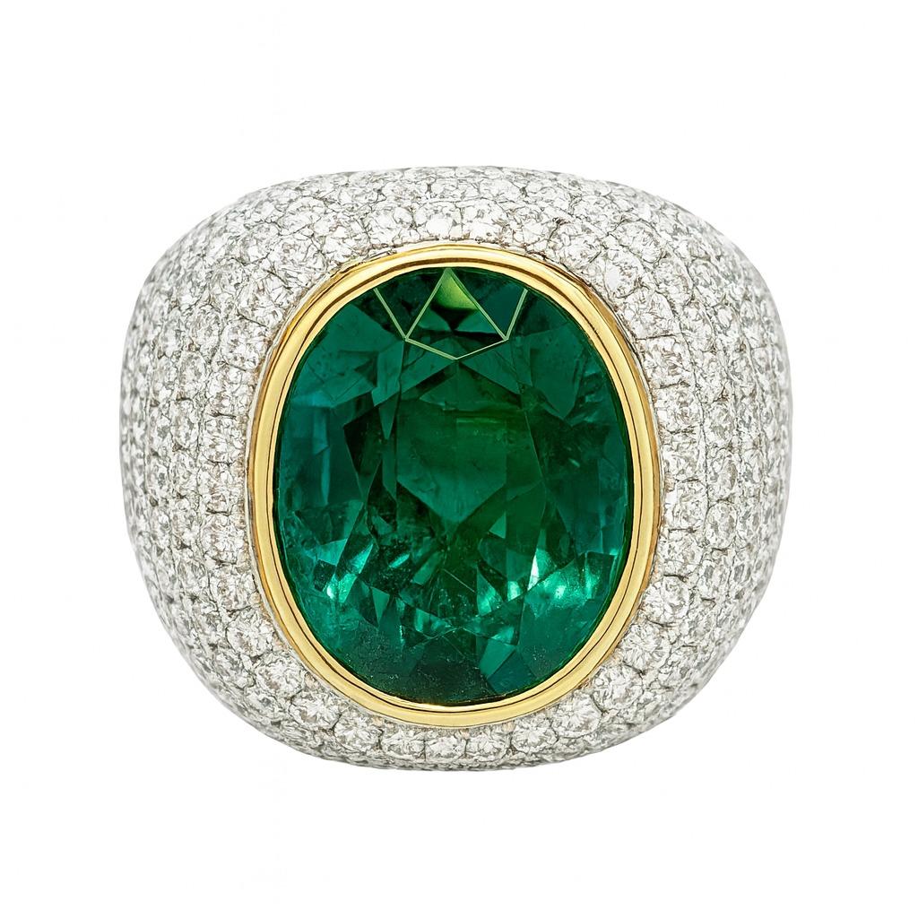 GIA zertifiziert 11 Karat natürlichen grünen Smaragd & Diamant Verlobungsring in 18K Weißgold

Dieser atemberaubende Ring zeigt einen lebendigen, natürlichen grünen Smaragd im Smaragdschliff mit einem Gewicht von 7,05 Karat, der von 3,95 Karat