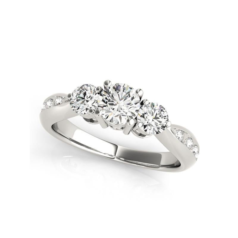 Taglio rotondo GIA Certified 1.1 Carat Three-Stone Round & Channel Diamond Ring in vendita