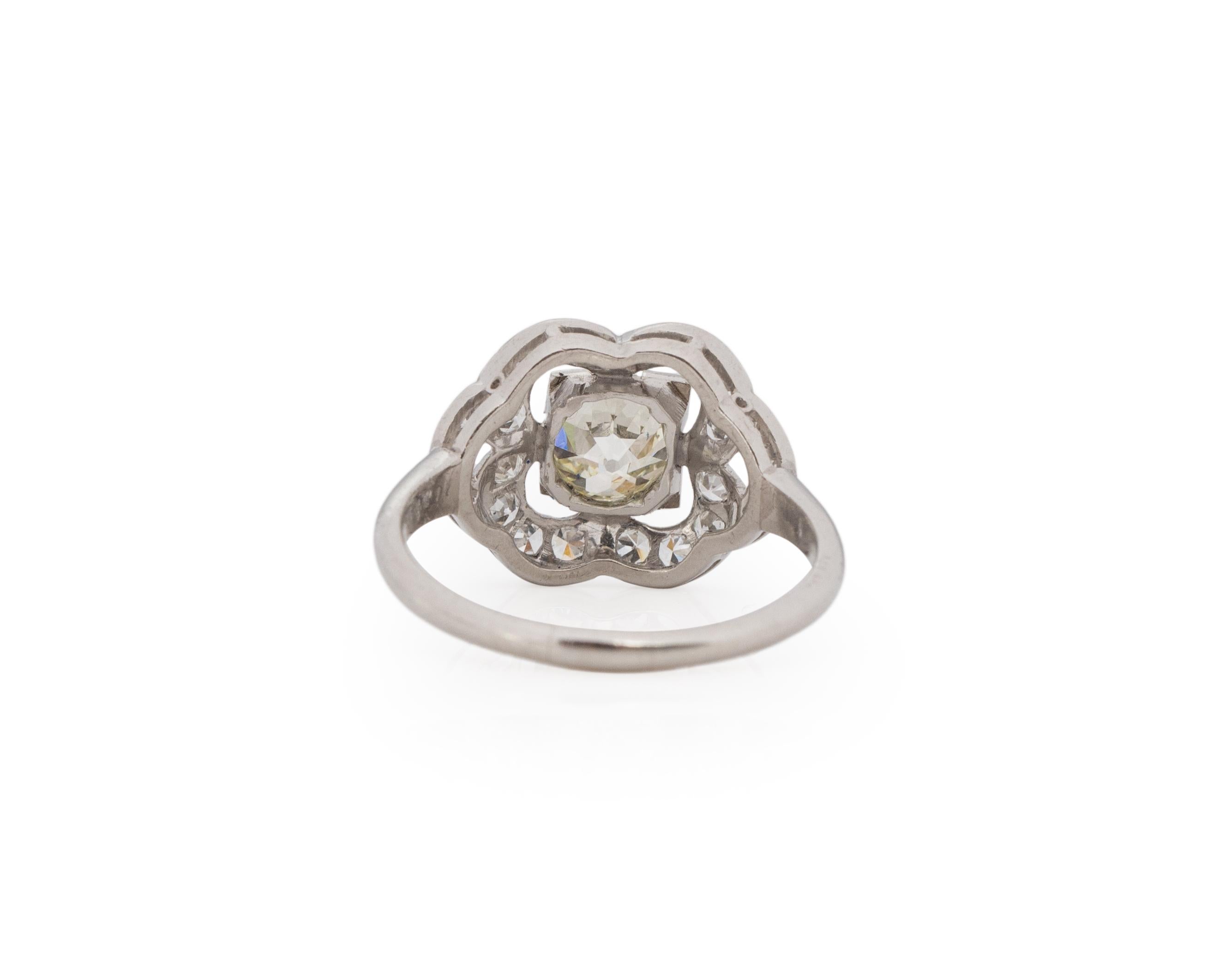 GIA-zertifizierter 1,10 Karat Art Deco Diamant Platin Verlobungsring (Alteuropäischer Schliff) im Angebot