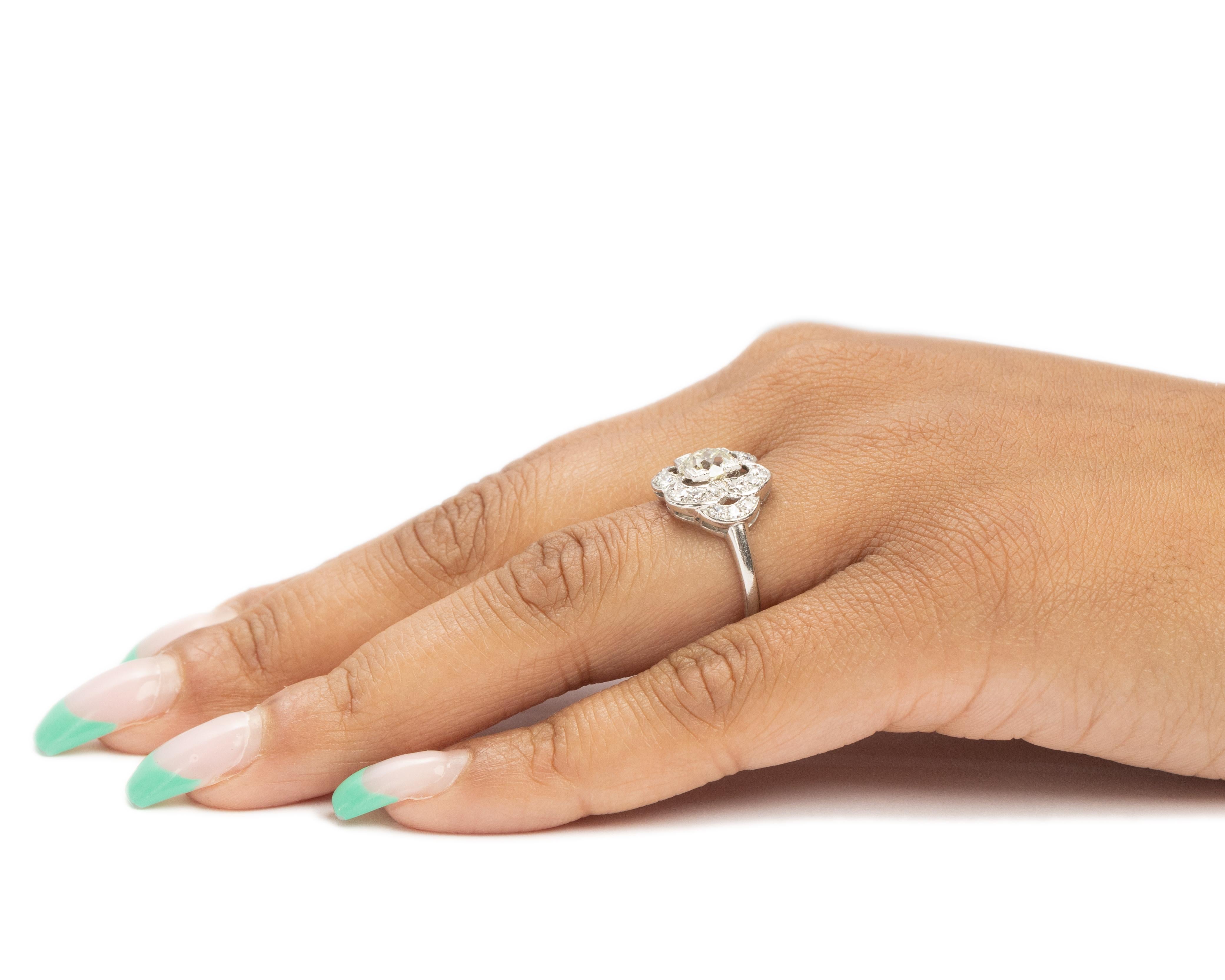 GIA Certified 1.10 Carat Art Deco Diamond Platinum Engagement Ring For Sale 2