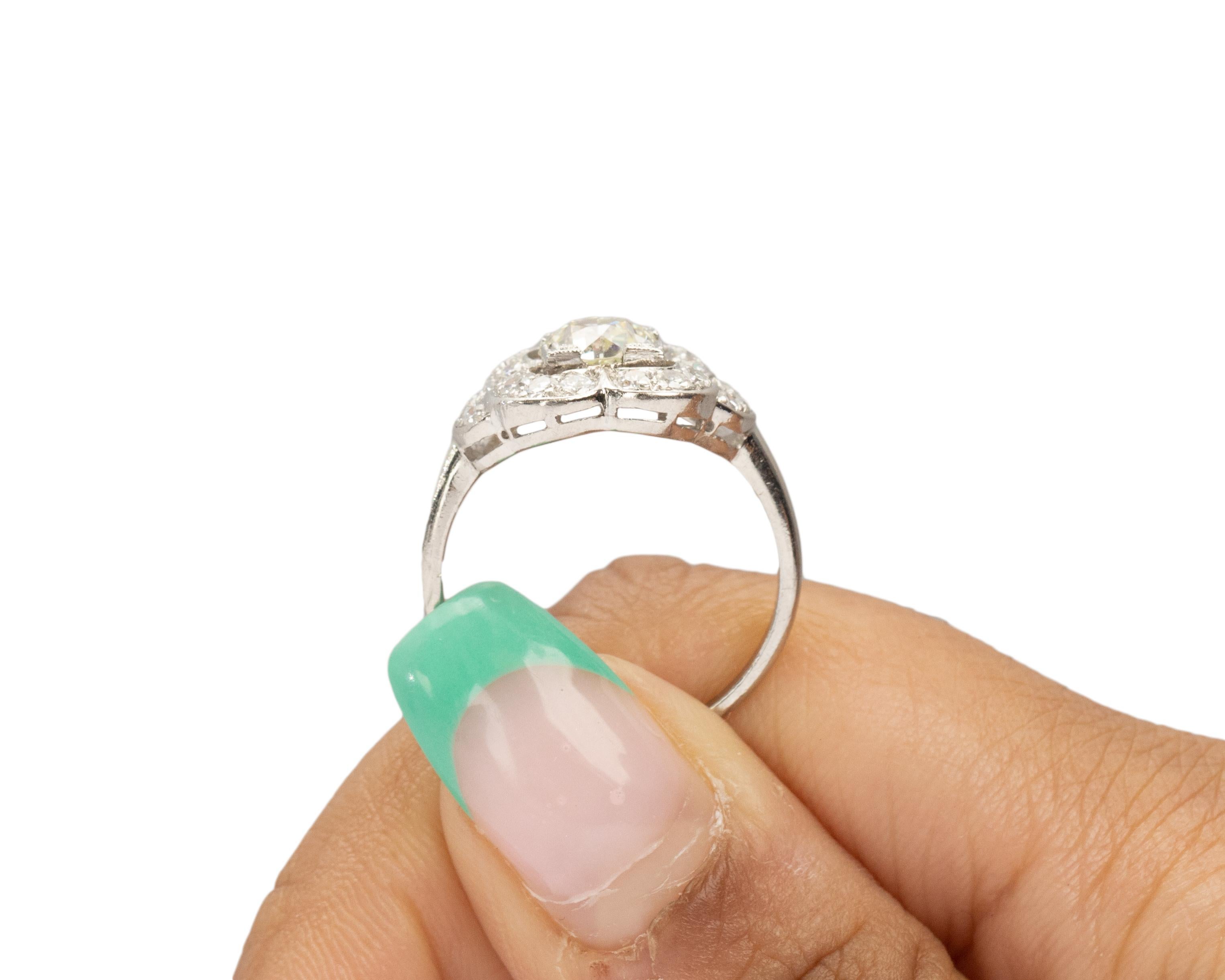 GIA Certified 1.10 Carat Art Deco Diamond Platinum Engagement Ring For Sale 3