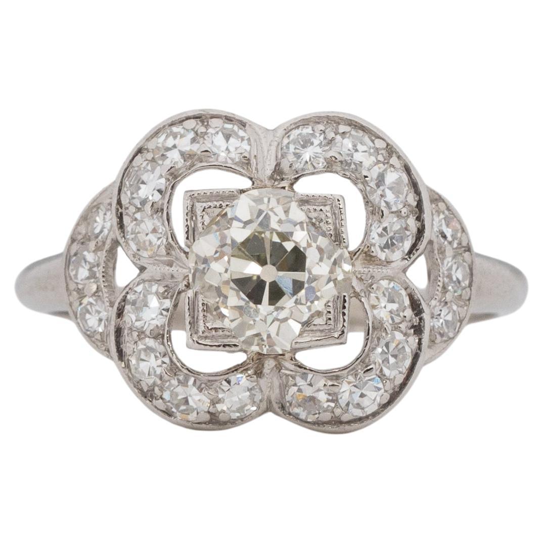 GIA-zertifizierter 1,10 Karat Art Deco Diamant Platin Verlobungsring