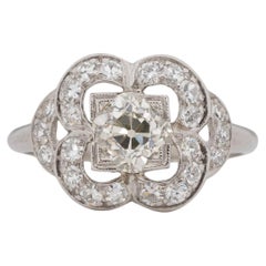 GIA-zertifizierter 1,10 Karat Art Deco Diamant Platin Verlobungsring