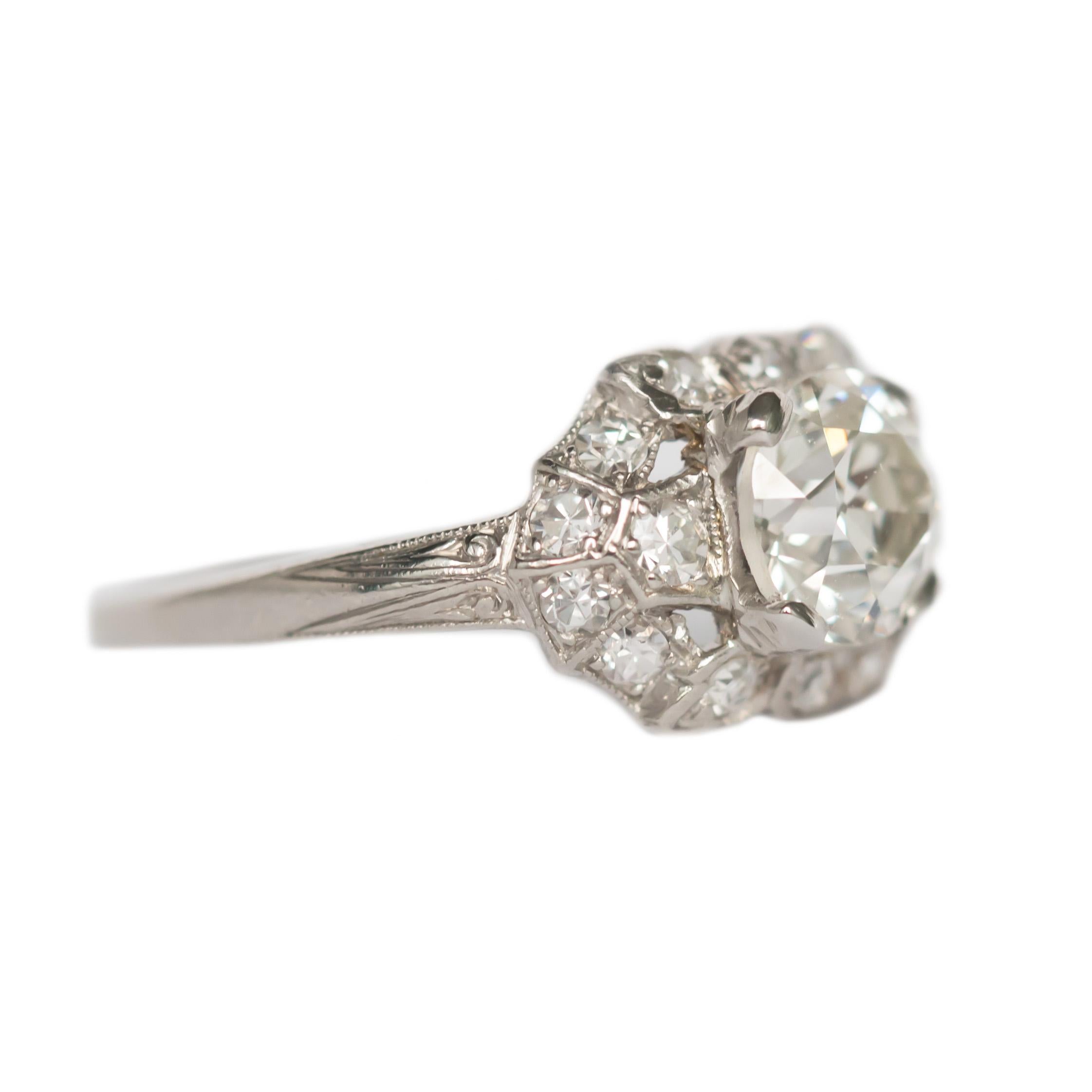 Art Deco GIA Certified 1.10 Carat Diamond Platinum Engagement Ring For Sale