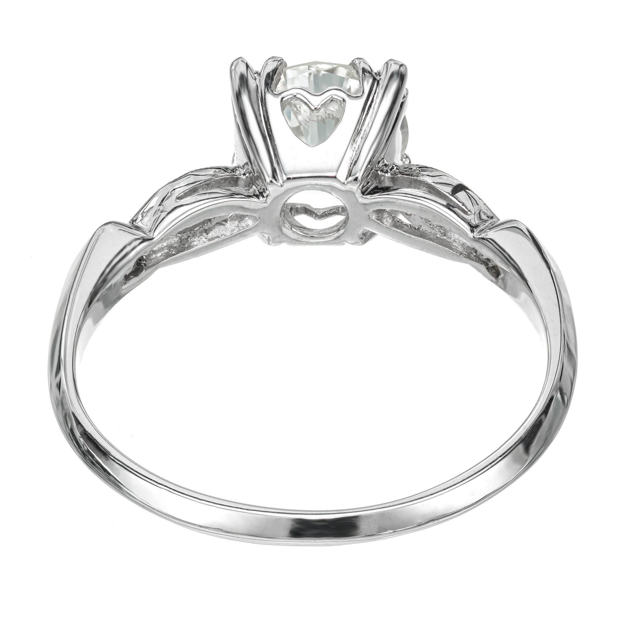 Bague de fiançailles en platine avec diamant de 1,10 carat certifié par le GIA en vente 1