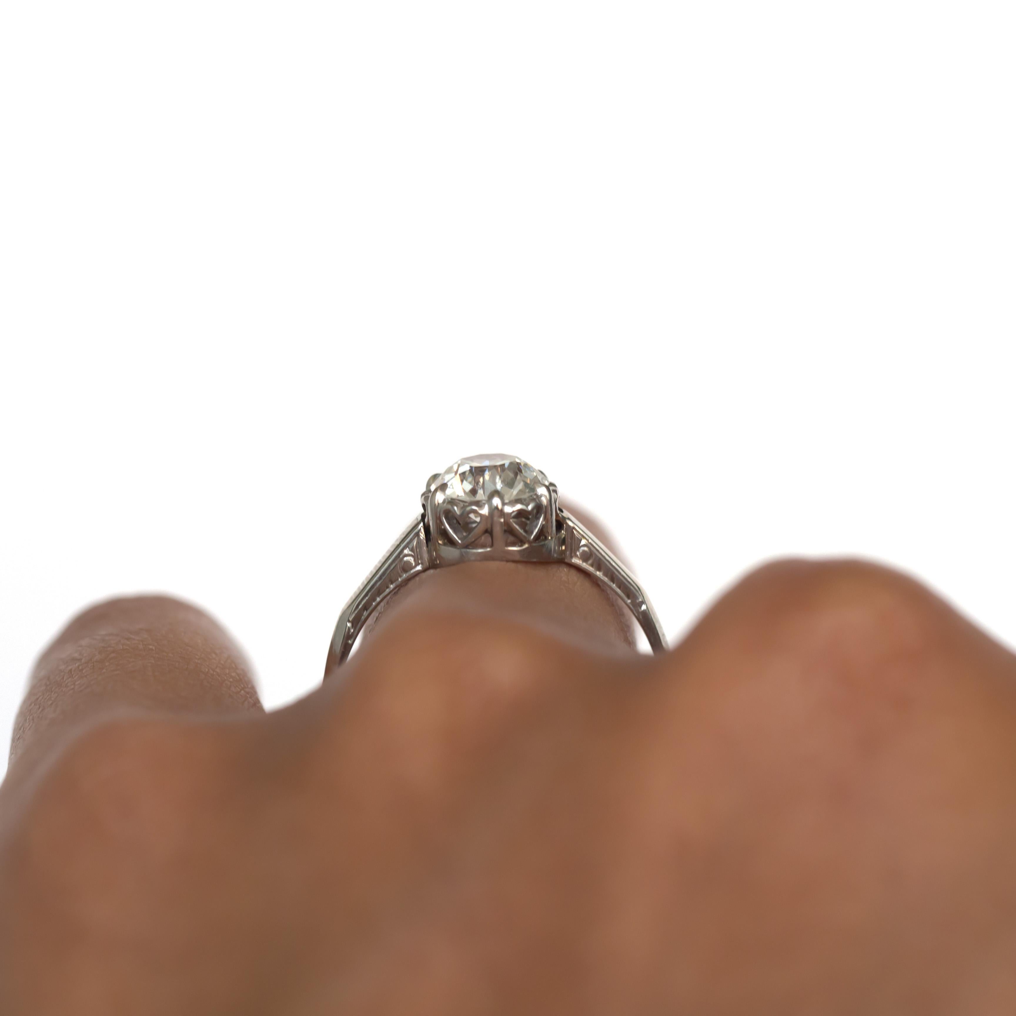 Bague de fiançailles en platine avec diamant de 1,10 carat certifié par le GIA en vente 3