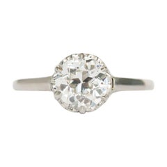 Vintage GIA Certified 1.10 Carat Diamond Platinum Engagement Ring