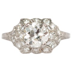 Bague de fiançailles en platine avec diamant certifié GIA de 1,10 carat