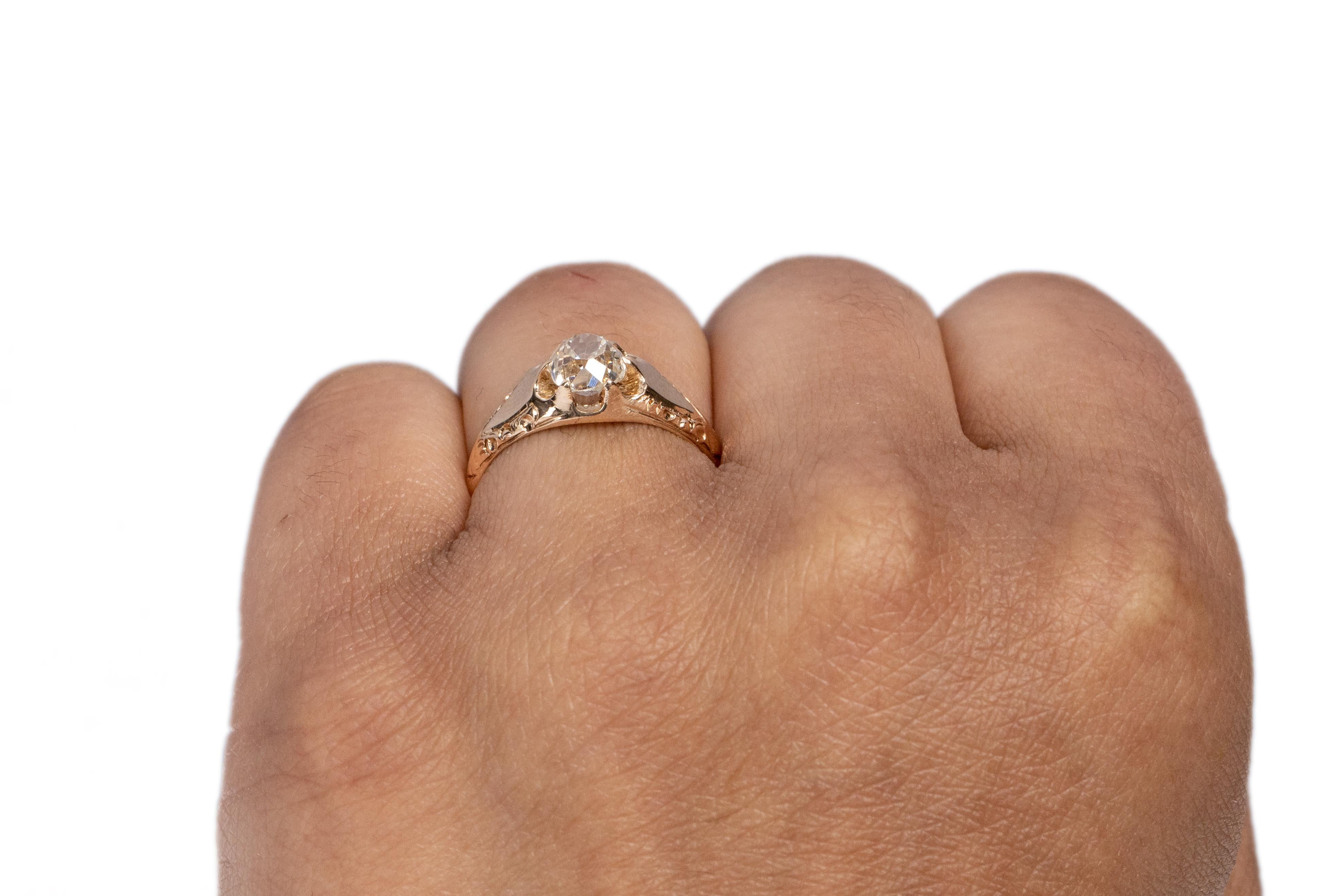 GIA Certified 1.10 Carat Edwardian Diamond 14 Karat Yellow Gold Engagement Ring For Sale 1