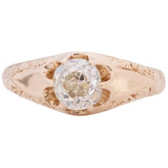 GIA Certified 1.10 Carat Edwardian Diamond 14 Karat Yellow Gold Engagement Ring