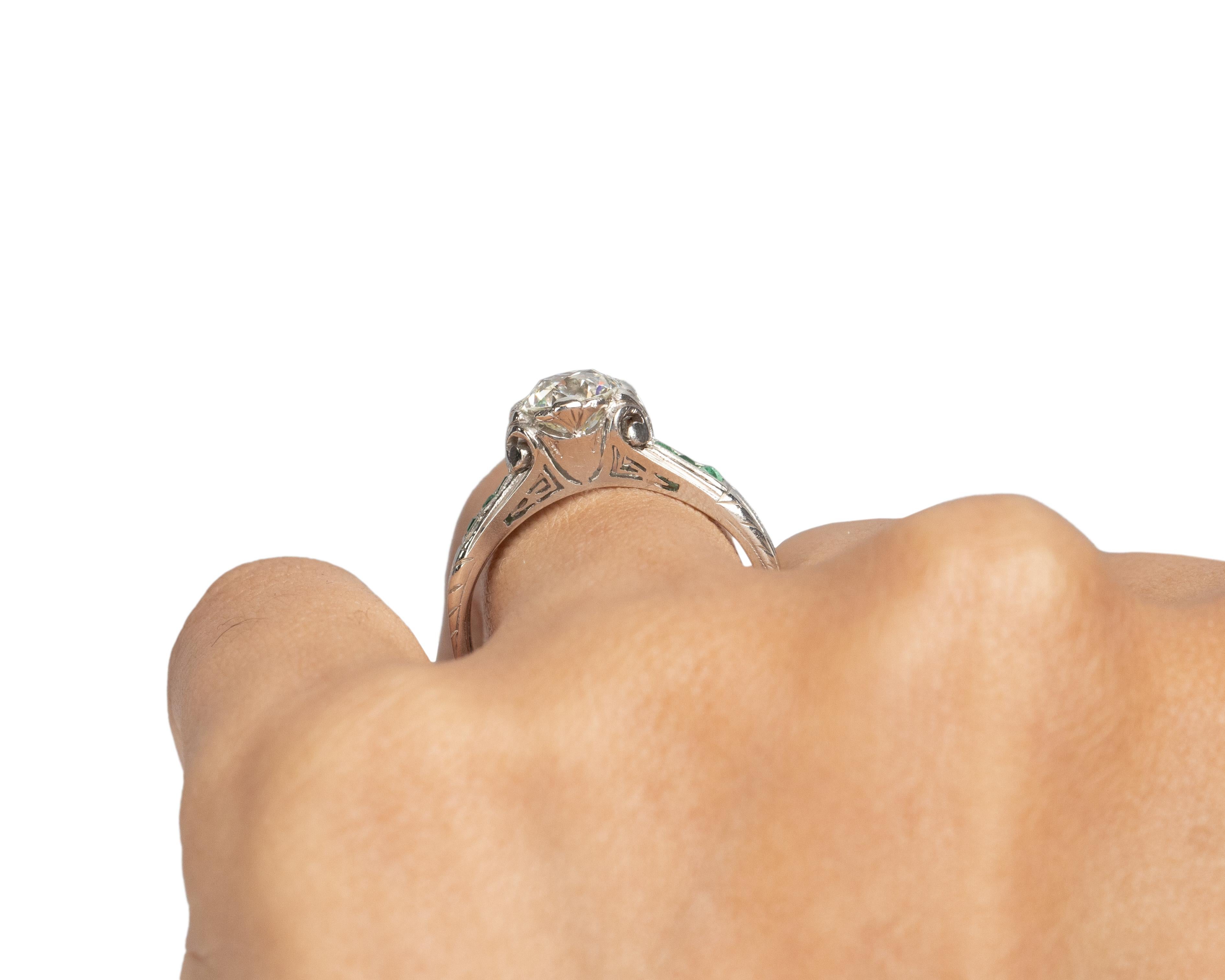 GIA Certified 1.10 Carat Edwardian Diamond Platinum Engagement Ring For Sale 1