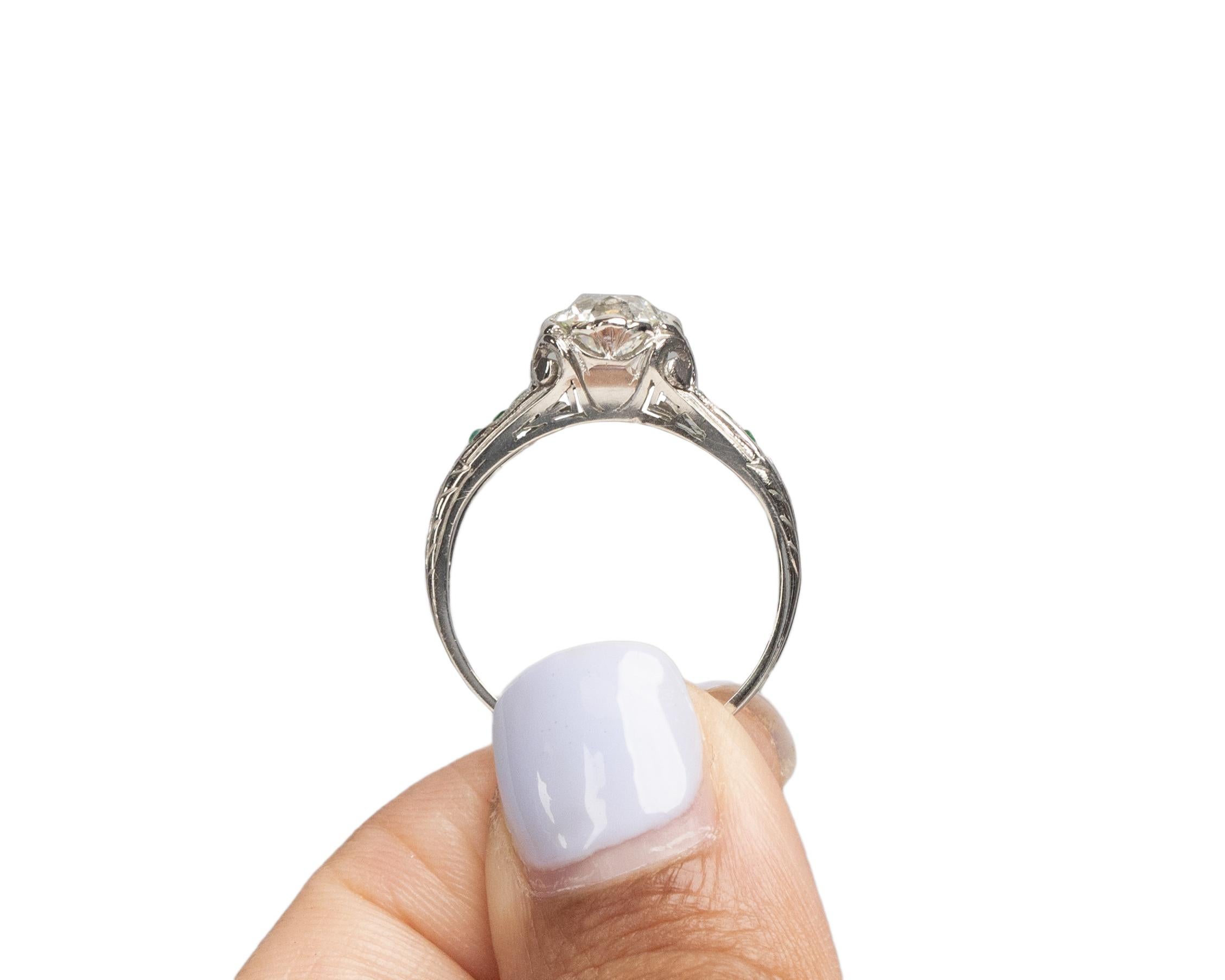 GIA Certified 1.10 Carat Edwardian Diamond Platinum Engagement Ring For Sale 2