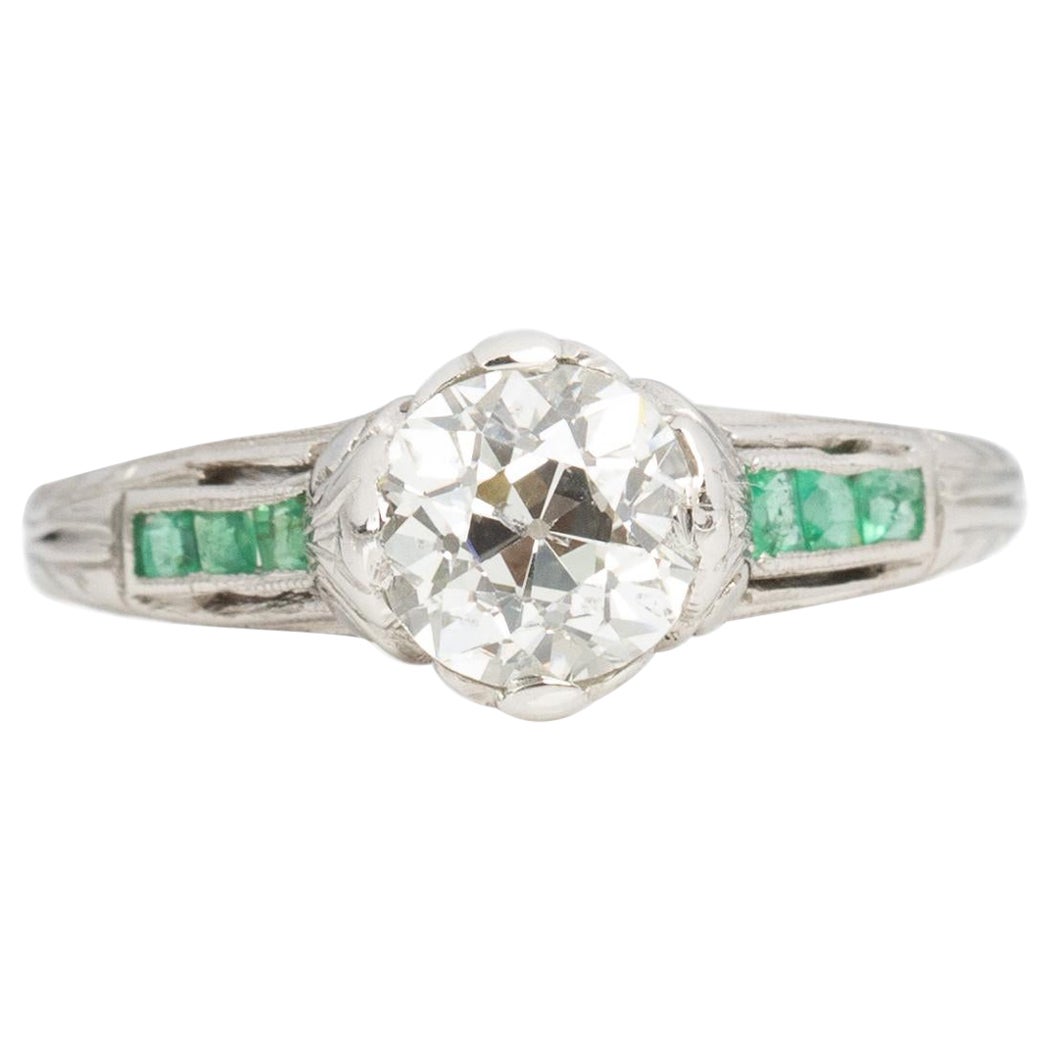 Anello di fidanzamento in platino con diamante edoardiano certificato GIA da 1,10 carati in vendita
