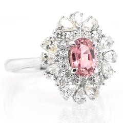 GIA Certified 1.10 Carat Natural Padparadscha Sapphire Ring set in Platinum