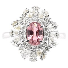 GIA Certified 1.10 Carat Natural Padparadscha Sapphire Ring set in Platinum