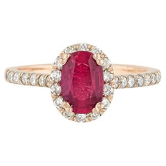 Bague en rubis naturel non chauffé de 1,10 carat certifié GIA et sertie de diamants