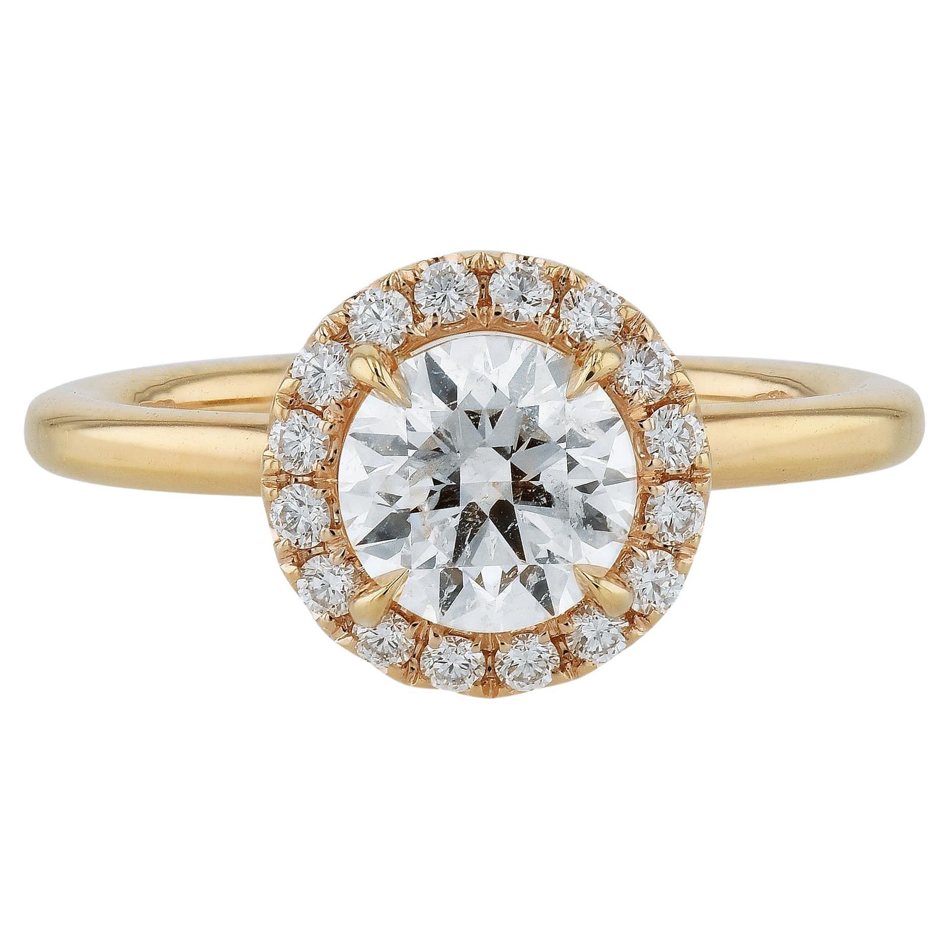 Verlobungsring aus Roségold mit GIA-zertifiziertem 1,10 Karat rundem Diamanten im Brillantschliff