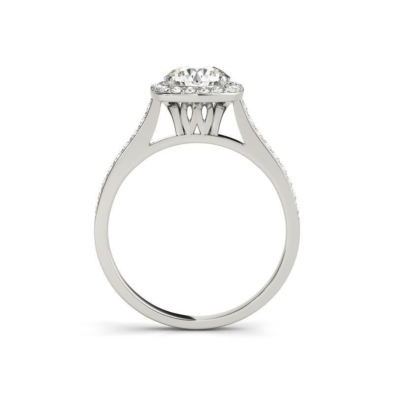 Taglio rotondo GIA Certified 1,10 Carat Round Halo Cathedral Vintage Platinum Diamond Ring in vendita