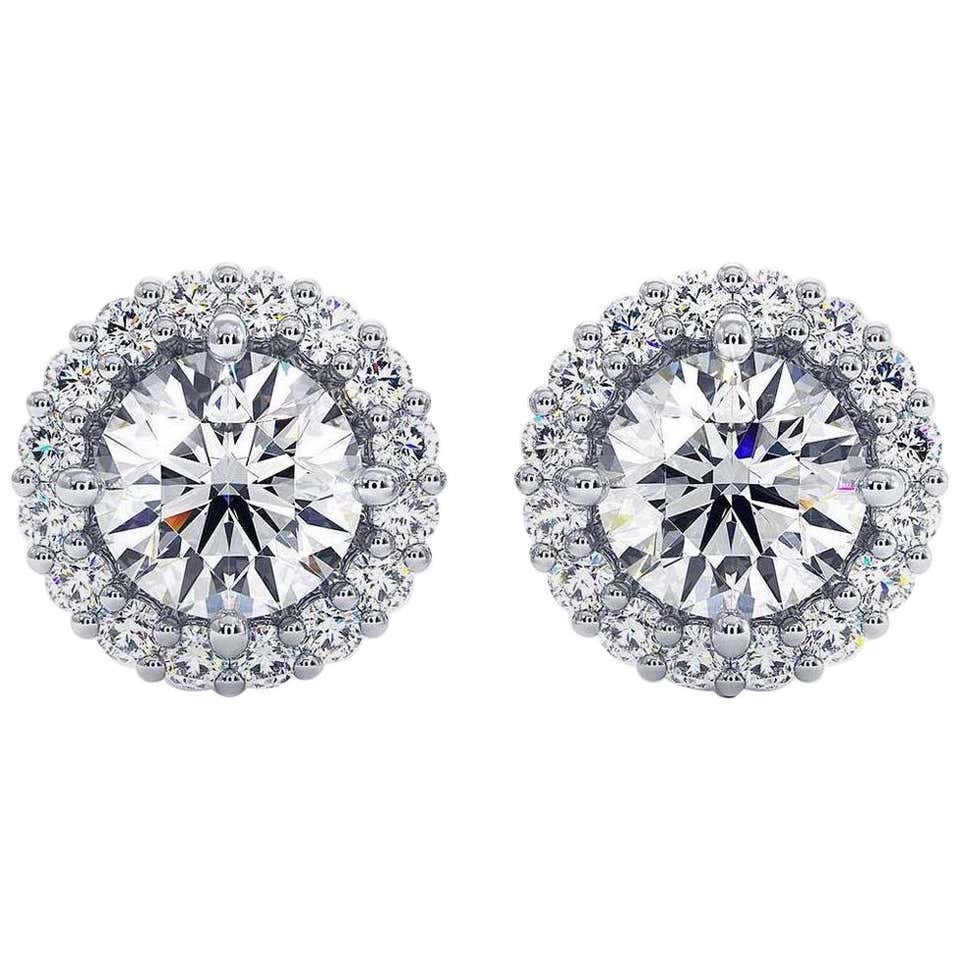 Gold halo stud earrings Clearance