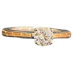 GIA Certified 1.10 Carats Round Brilliant Cut G/SI1 Solitaire Ring 18K Gold