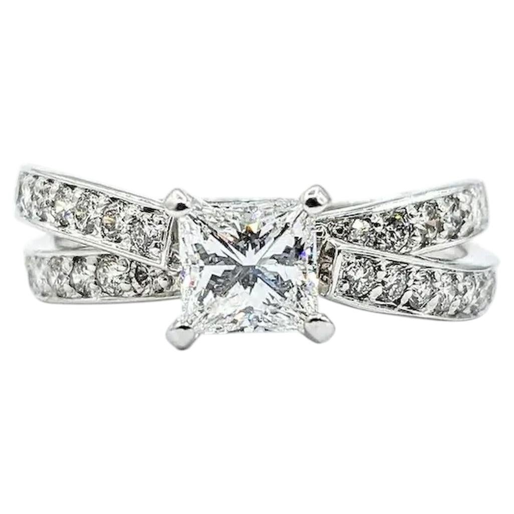 GIA Certified 1.10 CTW Princess Cut Diamond Ring in 14K White Gold- GIA 61375886