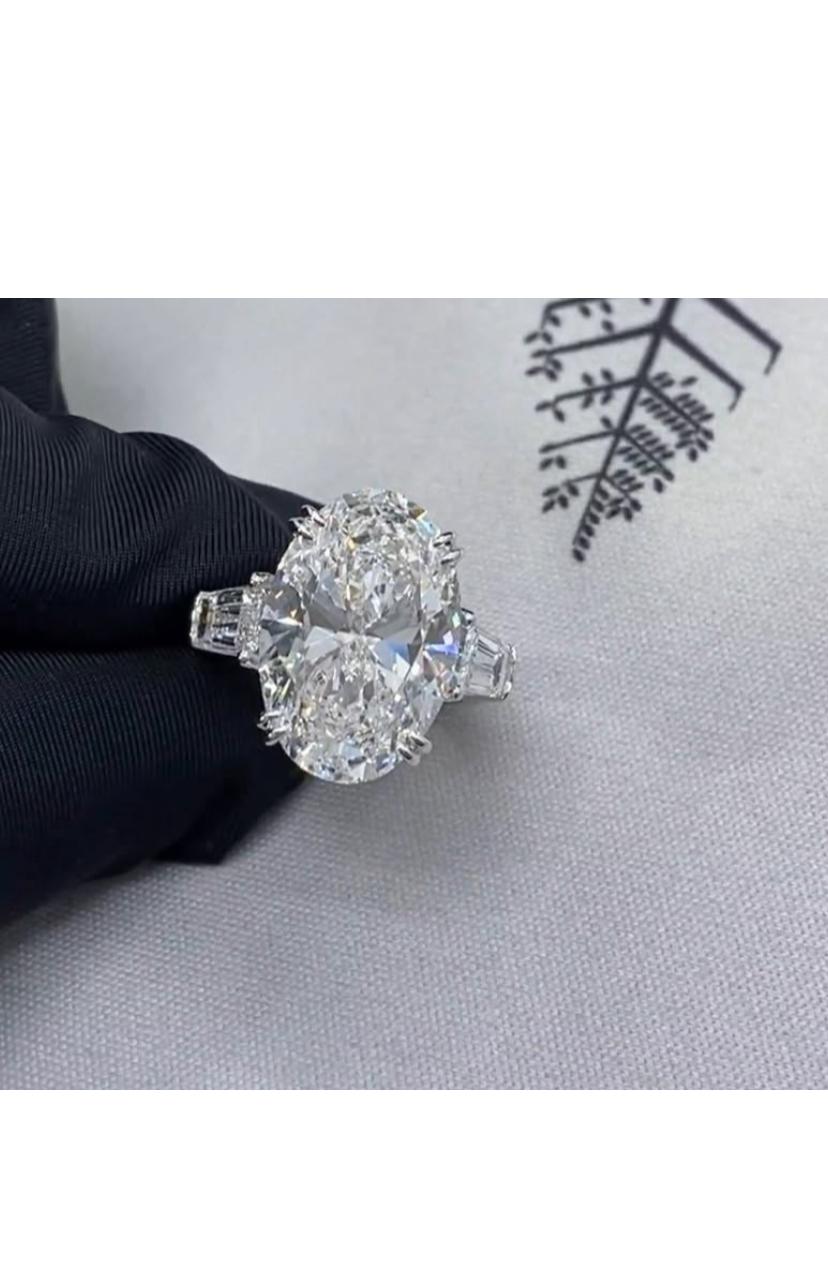 GIA zertifiziert 11,00 Karat D/VVS1 Oval Form Diamant 18K Gold Ring im Angebot 5
