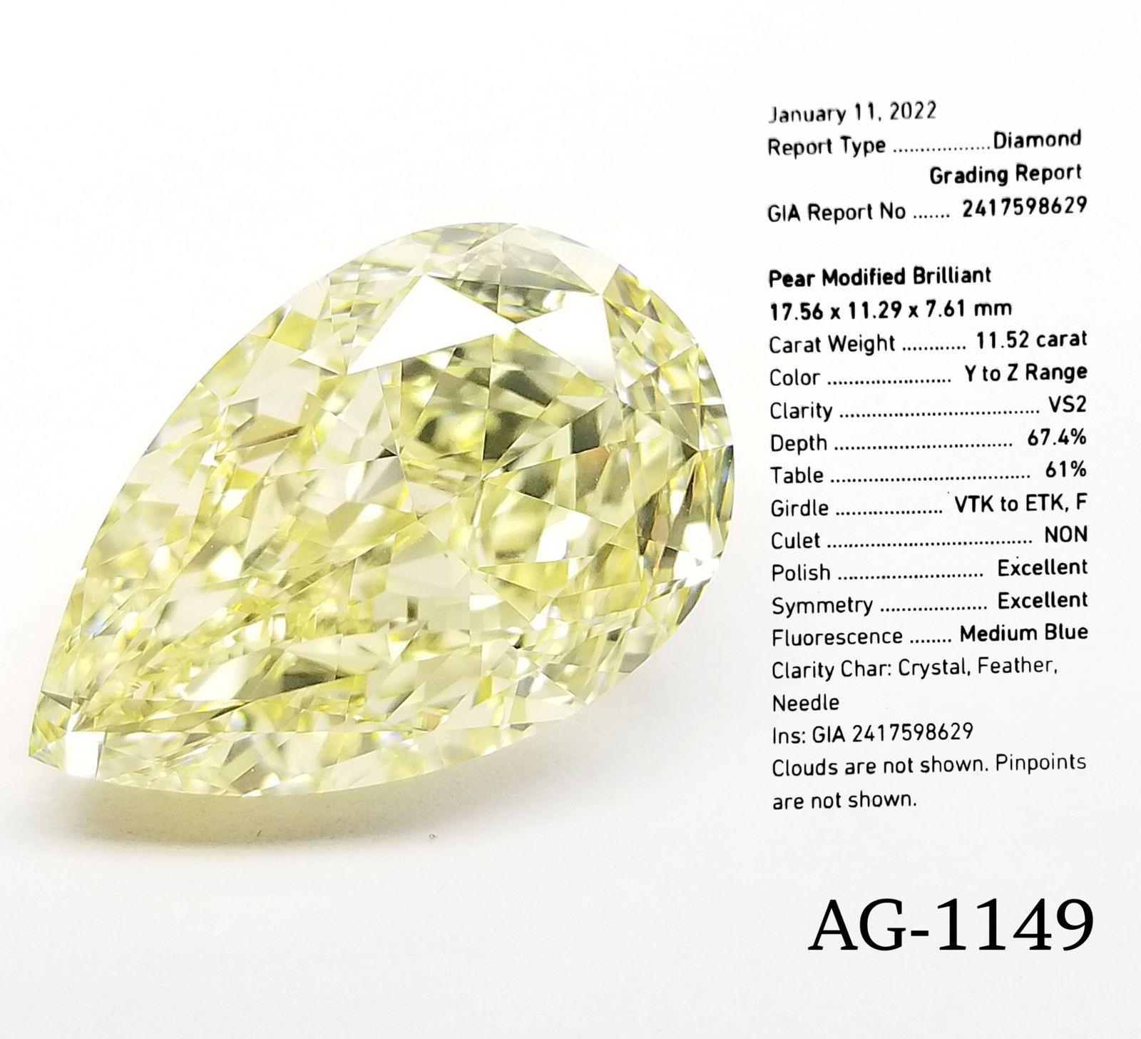 Women's or Men's GIA Certified 11.00 Carats Diamond  For Sale