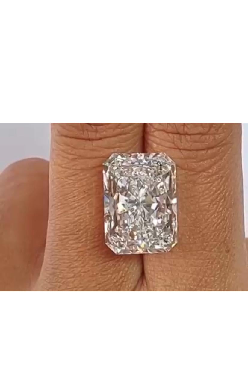 Certificato GIA 11.00 Carati  Anello solitario con diamante di forma radiante E/VS1 in vendita 1