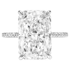 Certificato GIA 11.00 Carati  Anello solitario con diamante di forma radiante E/VS1