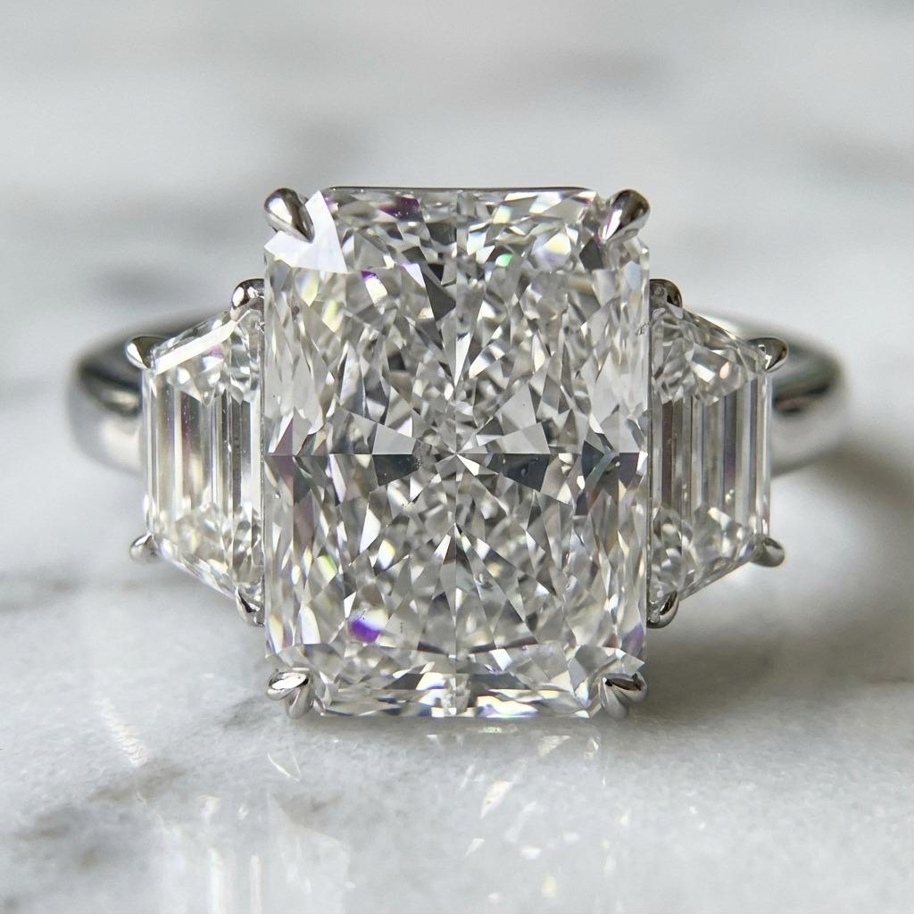 Anillo de Diamantes Rectangular con Corte en Esquina de 11,02 quilates Certificado por el GIA Corte radiante en venta