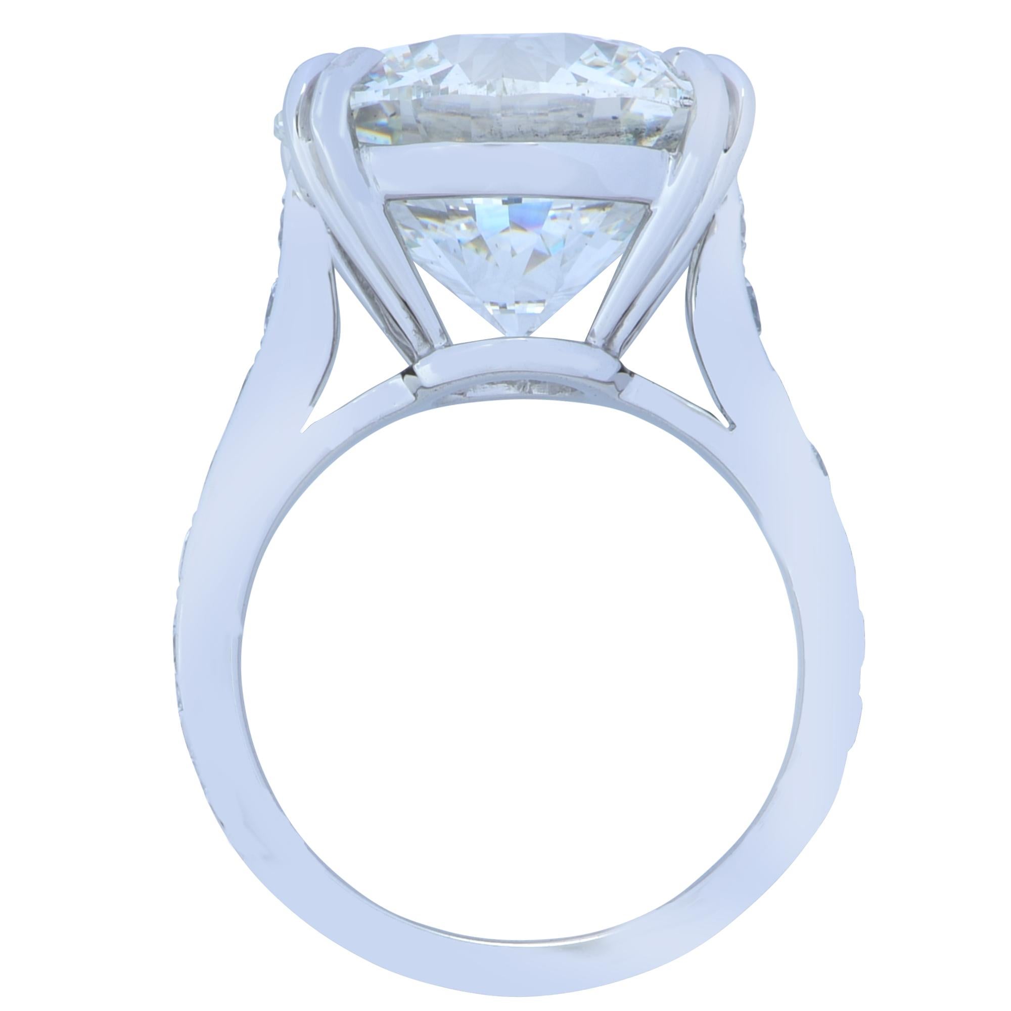 Modern GIA Certified 11.02 Carat Round Brilliant Cut Diamond Engagement Ring