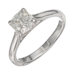 Anello con diamante taglio "Fire Cushion" da 1,10 carati certificato GIA in oro bianco 18 carati