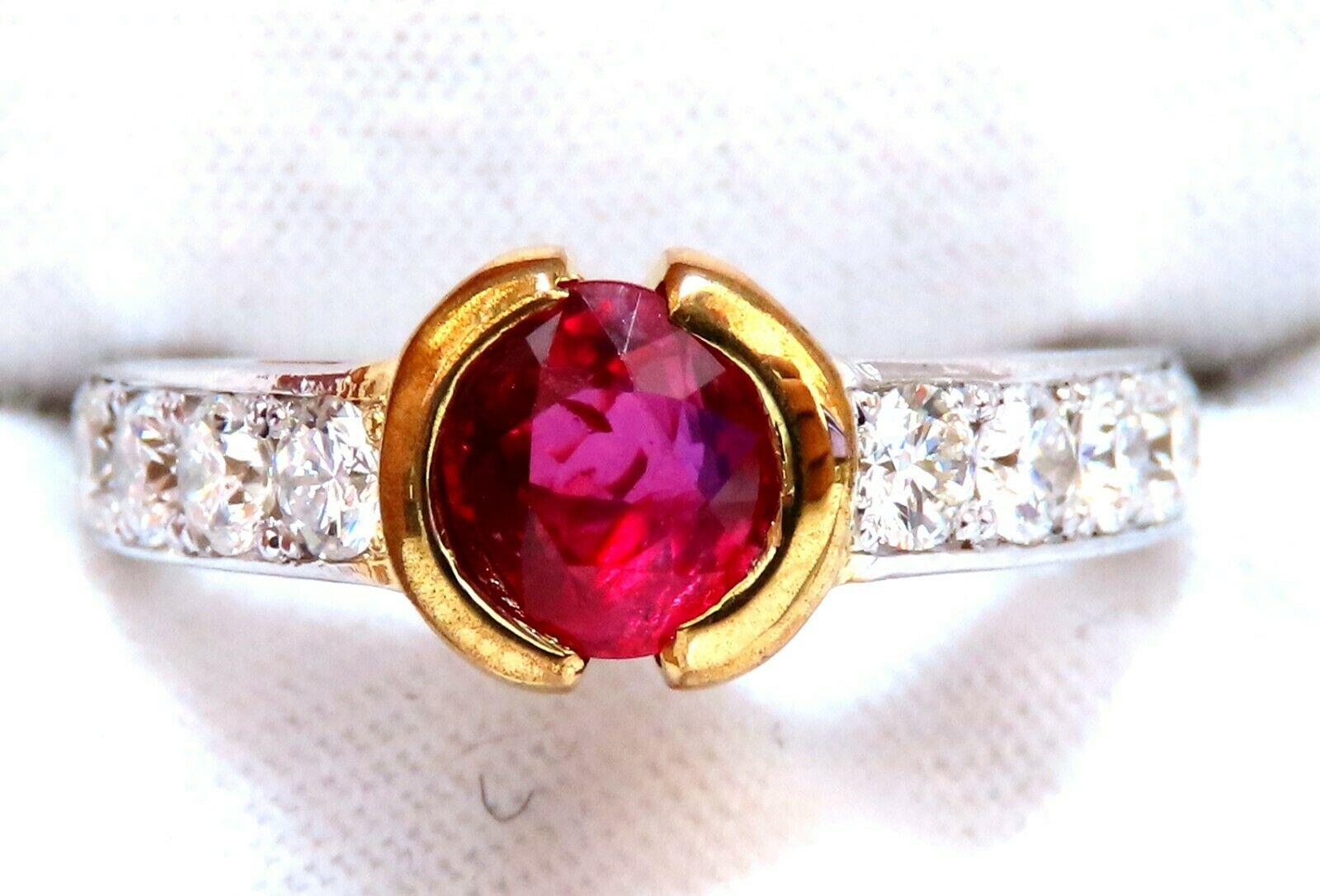 Bague Prime rouge vif en diamants et rubis de 1,10 carat, certifié GIA, sans chaleur Unisexe en vente