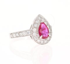 GIA-zertifiziert 1,10ct Pear Cut Ruby & 1,02ct Diamant-Ring in 18K Gold