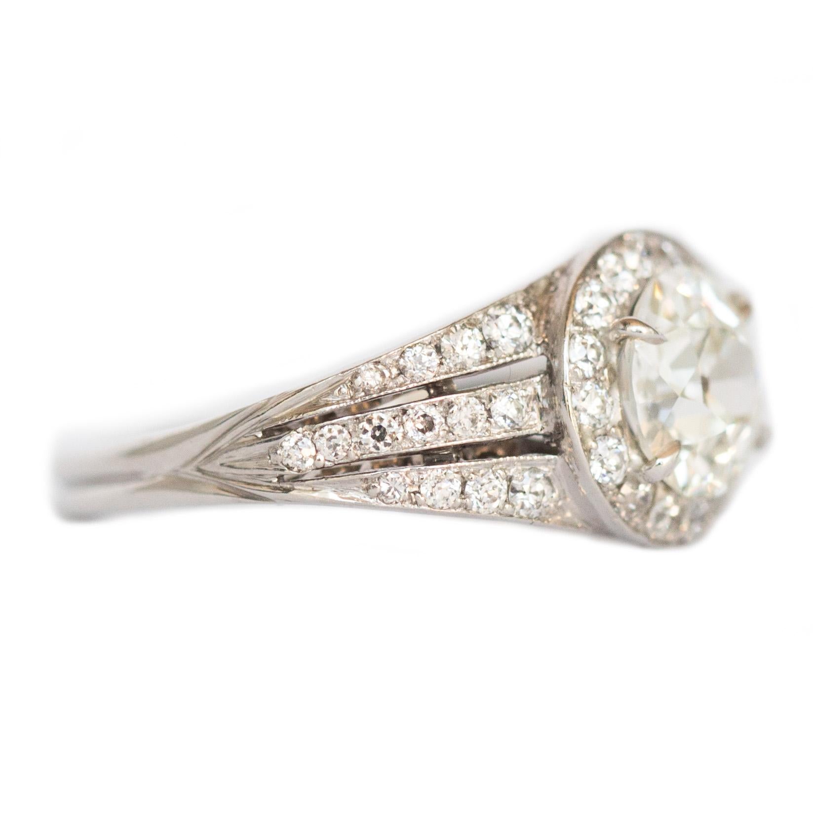 Art Deco GIA Certified 1.11 Carat Diamond Platinum Engagement Ring