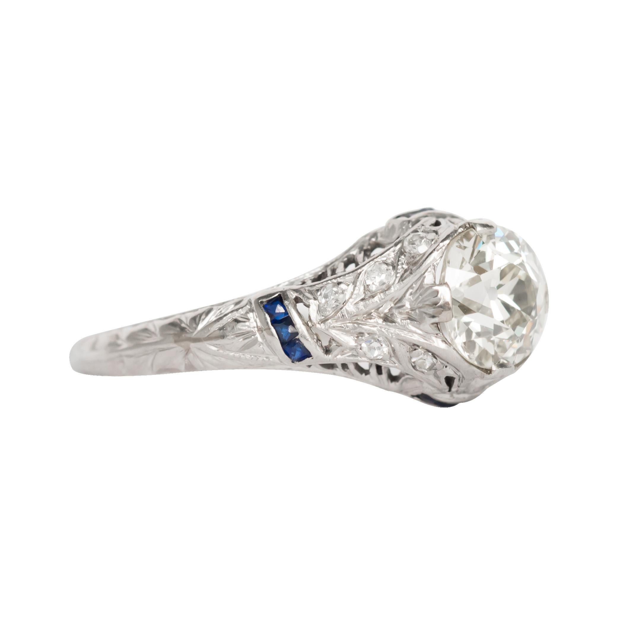 Art Deco GIA Certified 1.11 Carat Diamond Platinum Engagement Ring For Sale