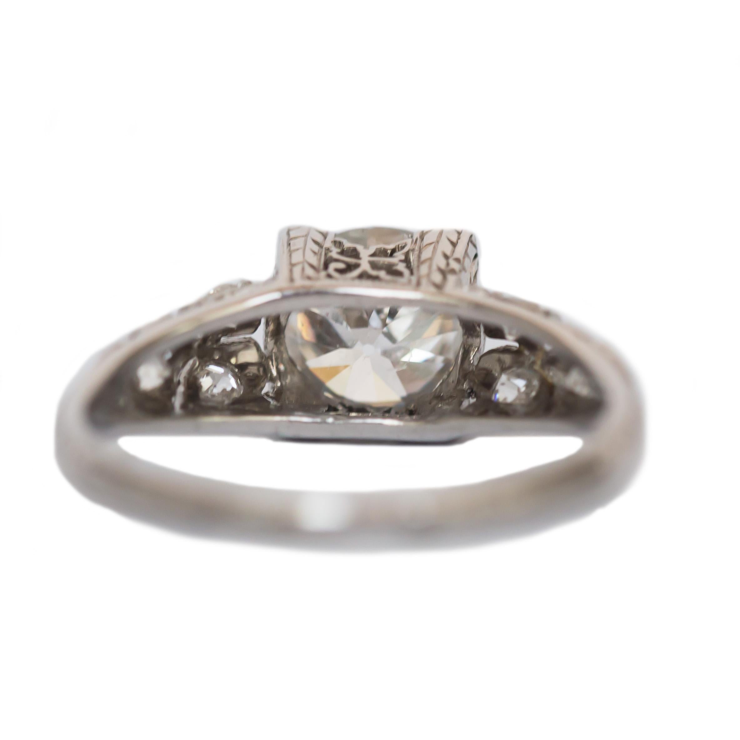 Art Deco GIA Certified 1.11 Carat Diamond Platinum Engagement Ring For Sale