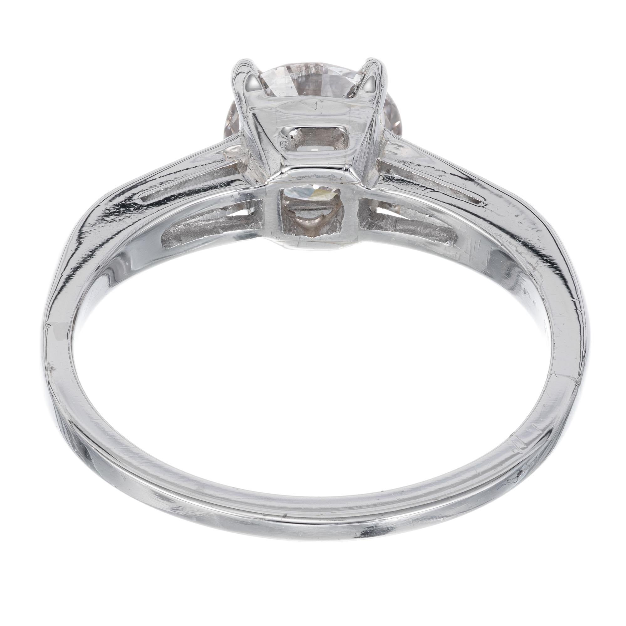 Women's GIA Certified 1.11 Carat Diamond Platinum Engagement Ring For Sale