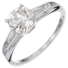 Vintage GIA Certified 1.11 Carat Diamond Platinum Engagement Ring