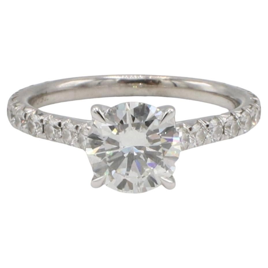 GIA Certified 1.11 Carat H VS2 Round Natural Diamond 18K Engagement Ring