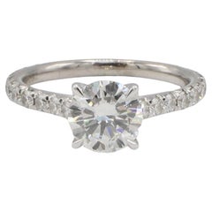 GIA Certified 1.11 Carat H VS2 Round Natural Diamond 18K Engagement Ring