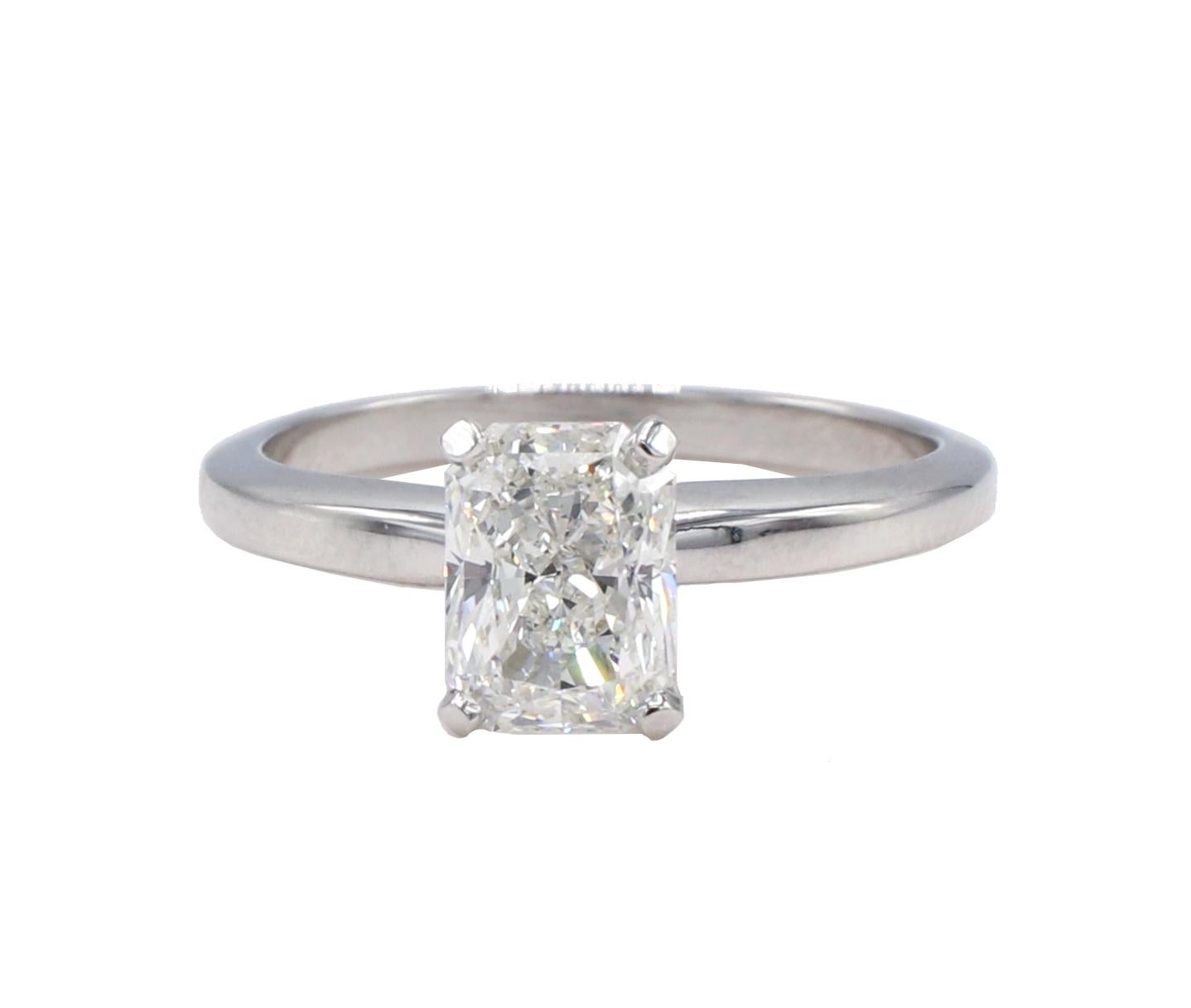 GIA Certified 1.11 Carat I VS1 Radiant Natural Diamond Solitaire Engagement Ring
GIA report number: 2223814905
Diamond: 1.11 carat I VS1 radiant shaped natural diamond
Metal: 14k white gold
Weight: 3.95 grams
Size: 5.25  (US)
Height: 6.2mm
