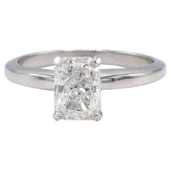 Bague de fiançailles solitaire en diamant naturel radiant de 1,11 carat certifié GIA I VS1